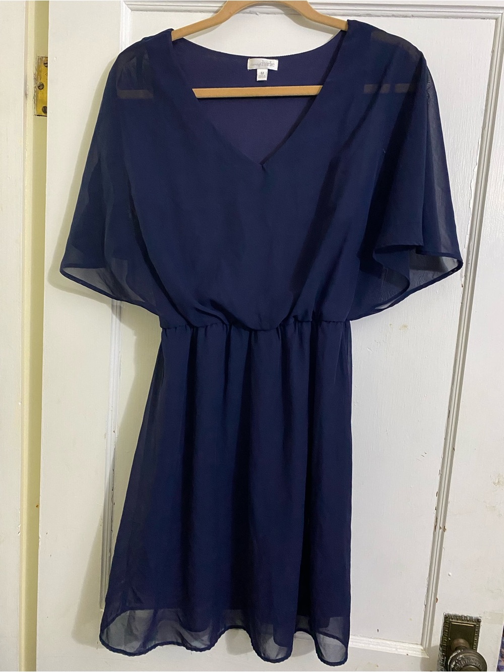 Charming Charlie Navy Mini Dress with Flutter Sleeves
